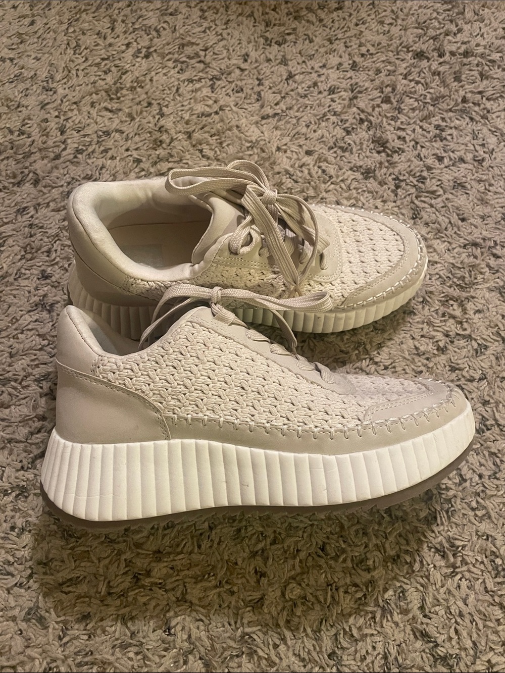 Dolce Vita Cream Woven Platform Sneakers